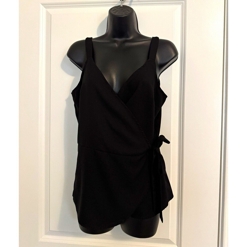 Banana Republic Black Solid Wrap Tie V-Neck Sleeveless Tank Top Women’s S